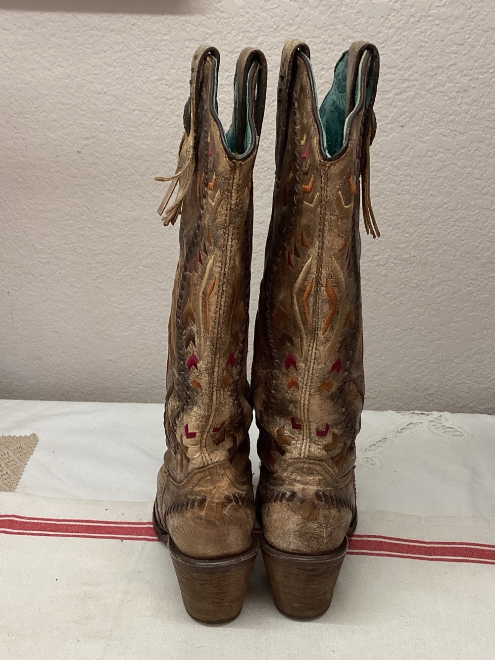 Corral Tan Suede Embroidered Western Heeled Boots - Picture 3 of 10